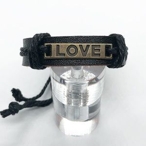 Black leather bracelet.